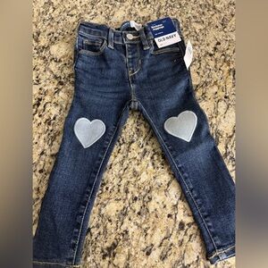 NWT baby girl 2t Old Navy Rockstar Jeggings Blue Jeans with Heart Patches